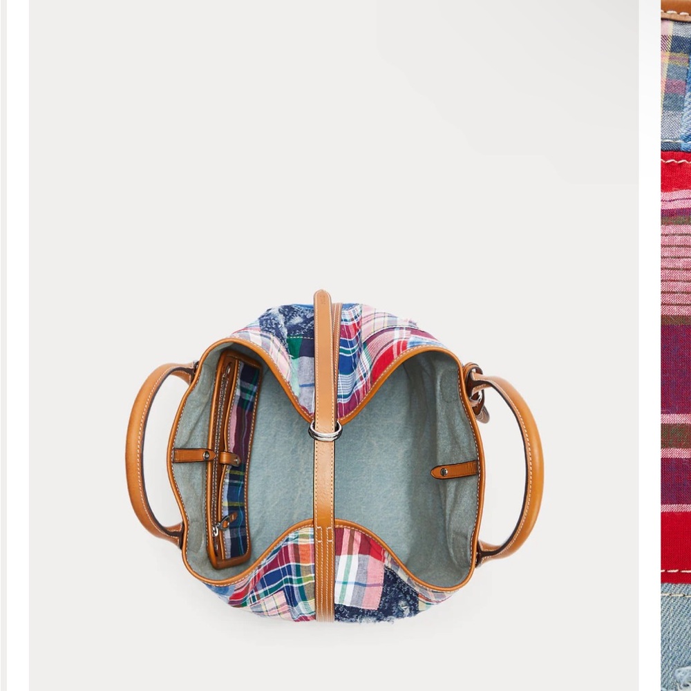 Polo Ralph Lauren Bellport Madras Tote Distressed Patchwork - Picture 3 of 12